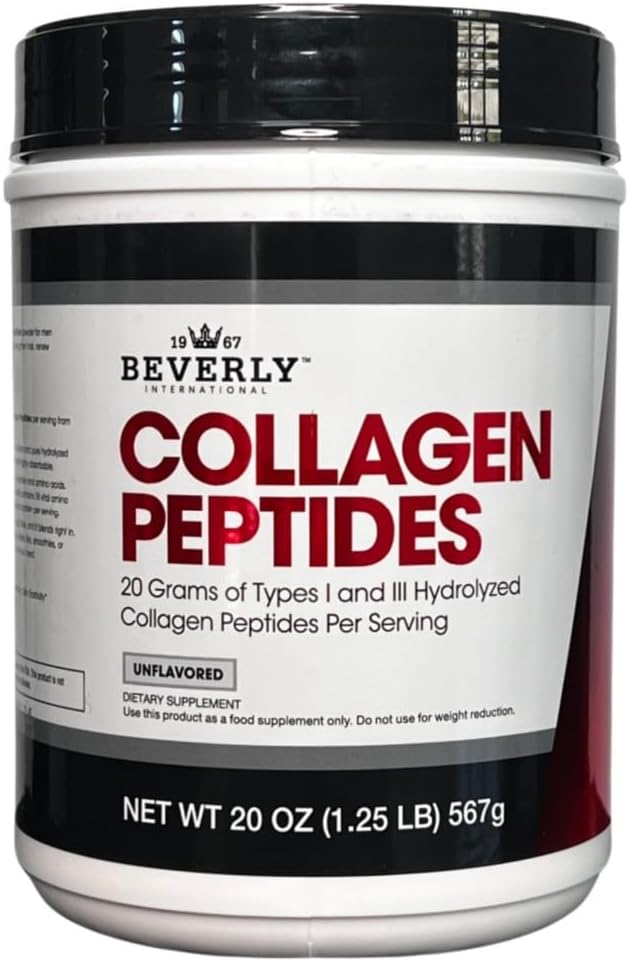 Beverly International Collagen Peptides Protein Powder (στα Αγγλικά). Νεανική εμφάνιση - Δέρμα, μαλλιά, νύχια, οστά και κοινή υγεία. Εύκολο στη χρήση, εξαιρετικά απορροφήσιμο. 18 γραμμάρια πρωτεΐνης, χωρίς γεύση 20 oz.