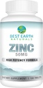 Best Earth Naturals 50 Mg Zinc Supplements - Immune Support Supplement - High Potency Natural Antioxidant - 100 Tablets (100 Day-Supply)