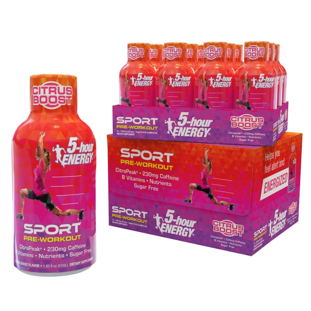 5-Hour Energy Extra Strength Sport Shots με Citrapeak, Citrus Boost Flavor, Pre-Workout 24 Count (1,93 fl oz)