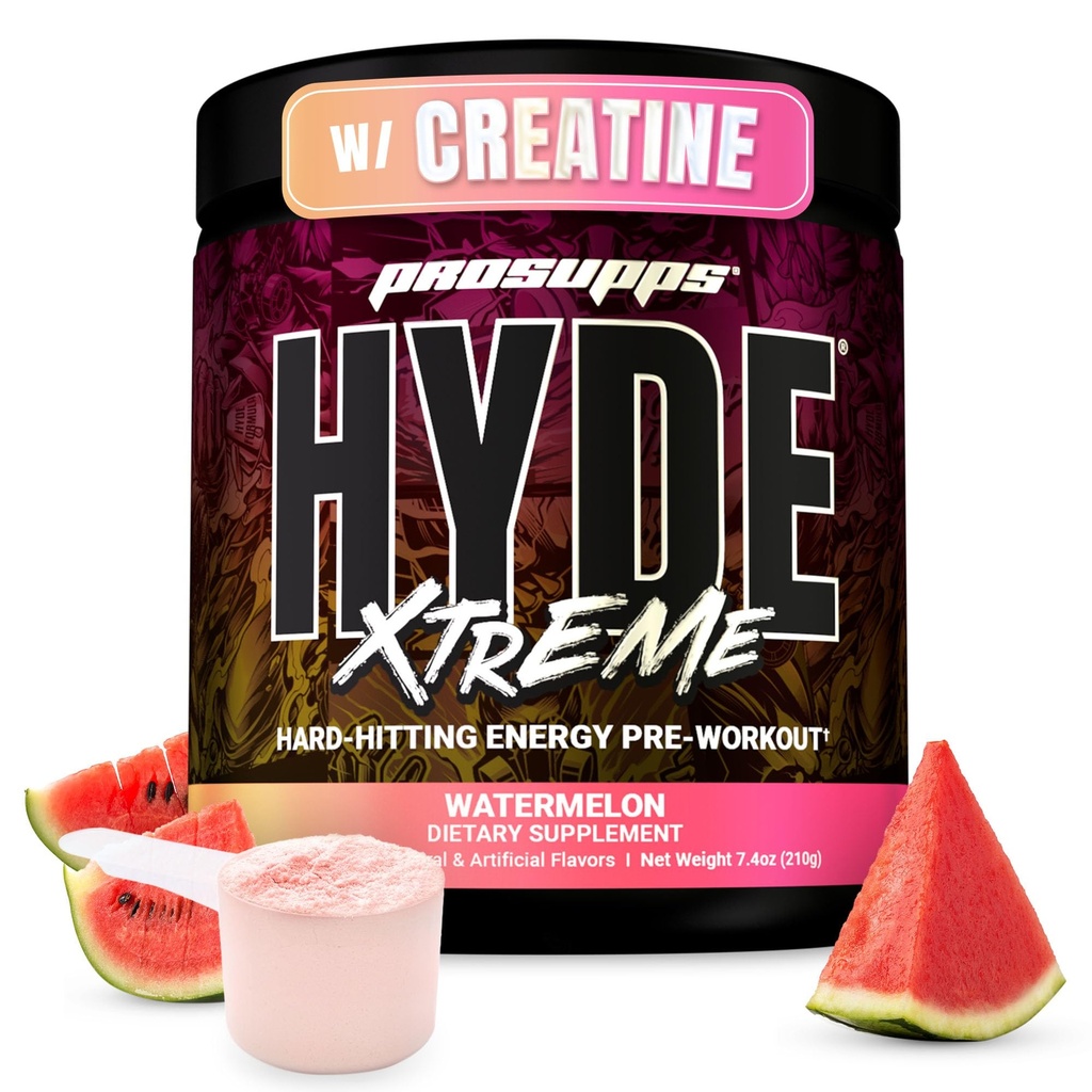 PROSUPPS κ. Hyde Xtreme Προ προπόνησης σε σκόνη με Creatine, Beta Alanine & Caffeine – Extreme Energy, Αντλίες, Focus & Performance - Καταλληλότητα & Γυμναστήριο Συμπληρώματα για άνδρες και γυναίκες (Watermelon, 30 Services)