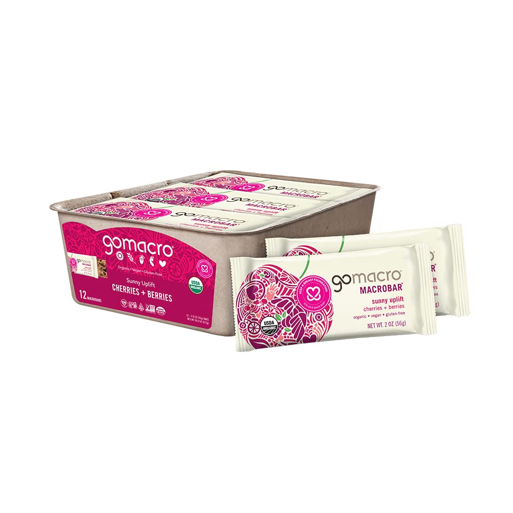 GoMacro MacroBar Organic Vegan Snack Bars - Κεράσια + μούρα (2.0 Ounce Bars, 12 Count)