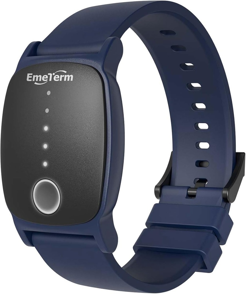 EmeTerm Εξερευνήστε FDA-cleared Anti-Nausea Wristband IP67 Αδιάβροχη πρωινή κίνηση Ανακουφιστικό συγκρότημα Rechargeable Classic Strap Design Drug Free Non-drowsy Χωρίς παρενέργειες Ναυτικό μπλε