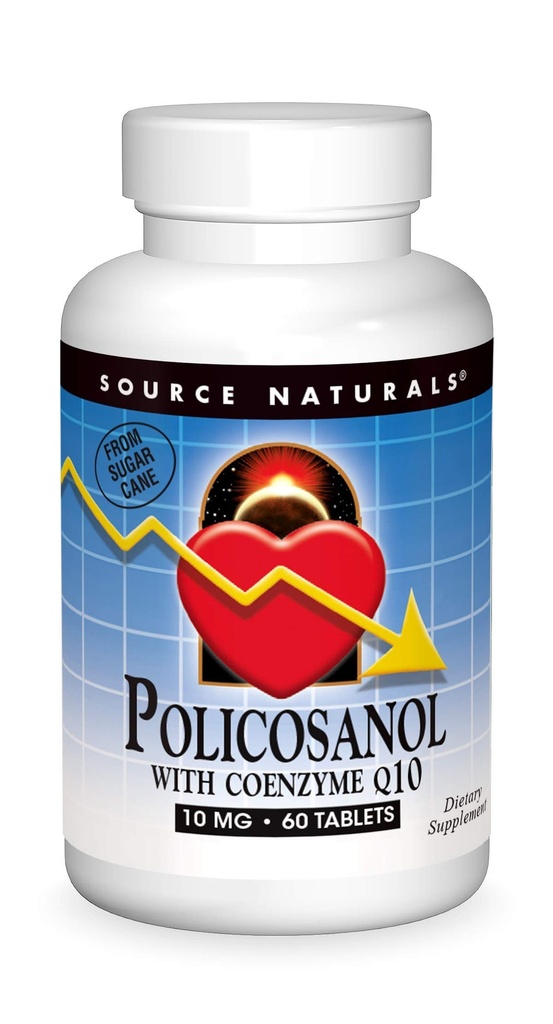 Πηγές Naturals Policosanol με συνένζυμο Q10 10 Mg δισκίο, 60 Count
