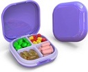 Daily Pill Organizer 4 Διαμερίσματα, Μικρό κουτί χάπια Φορητή θήκη ταξιδιών, Mini Pill Container για Pocket, Compact Travel Medicine Organizer για Βιταμίνη, Cod Liver Oil, Συμπλήρωμα (Purple)