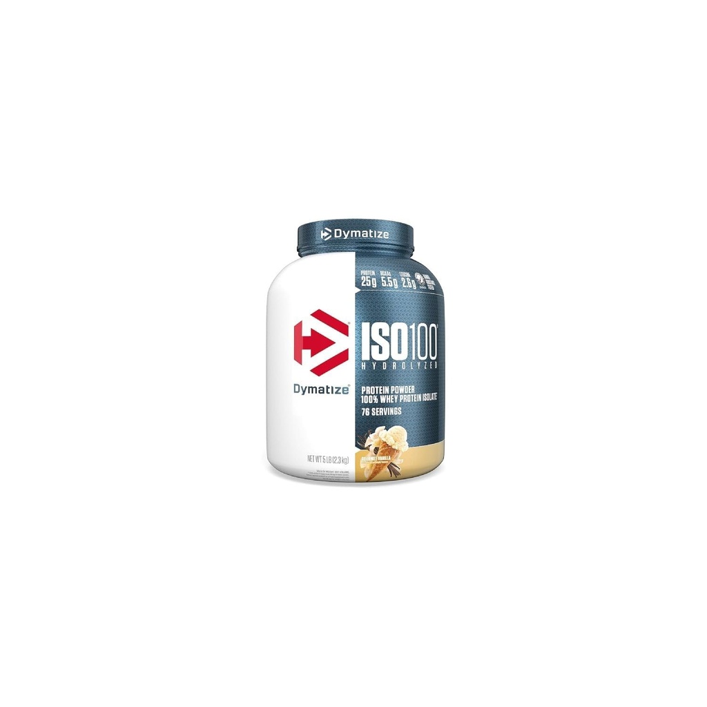 Dymatize ISO 100 Whey Protein Powder με 25g Hydrolyzed 100% Whey Isolate, Βανίλια 5 Λίρες, Συσκευασία μπορεί να διαφέρει