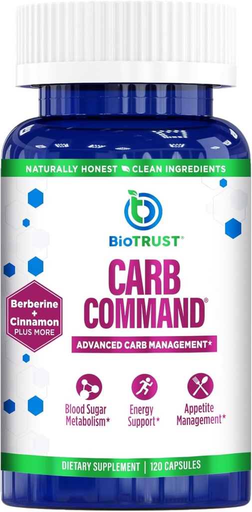 BioTrust Carb Command - Carb Management Supplement, Μεταβολική υποστήριξη για την Κετόση, υποστηρίζει Keto, χαμηλή υδατάνθρακες και Παλαιό τρόπο ζωής (60 εξυπηρετούν)