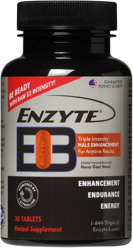 Enzyte3® Ανδρική Ζωτικότητα & Υποστήριξη Απόδοσης – Ενέργεια, Σταμίνα, Αντοχή – με L-Citrulline, Epimedium, Guarana Seed Extract & More – 30 Tablets