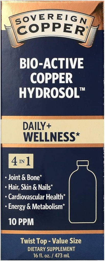 Sovereign Silver Natural Inmunogenics Bio-Active Copper Hydrosol, 10 ppm 16 oz Liquid