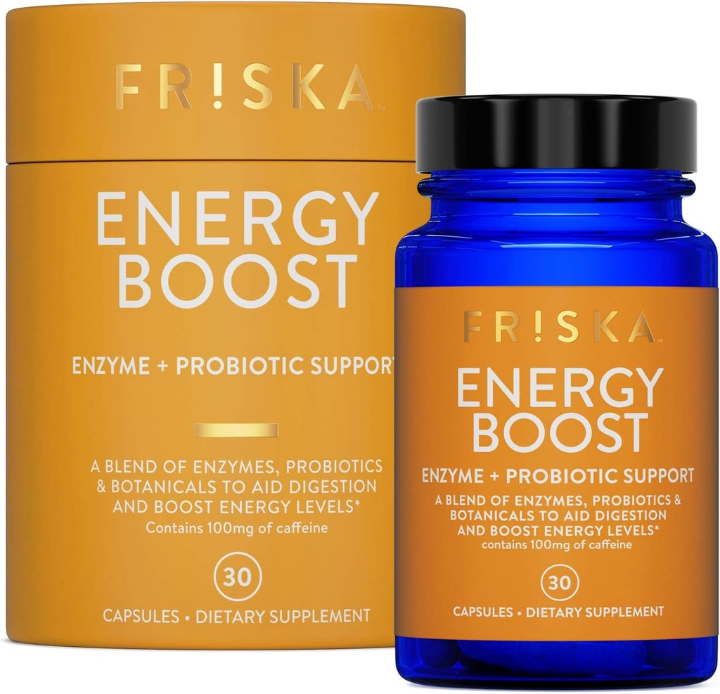 FRISKA Energy Boost Enzyme και Probiotics συμπλήρωμα, προωθεί την καλύτερη πέψη και ενέργεια για τους άνδρες και τις γυναίκες, την υγεία των ούρων, 30 κάψουλες