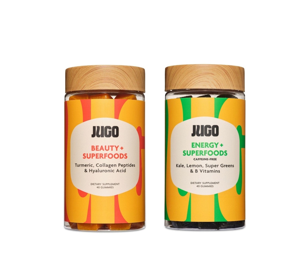 JUGO Beauty + Energy Gummies Bundle – Κολλαγόνο, Βιοτίνη & Βιταμίνη B12 – Υποστηρίζει τα μαλλιά, το δέρμα, τα νύχια και τη φυσική ενέργεια – Plant-based & Gluten-free