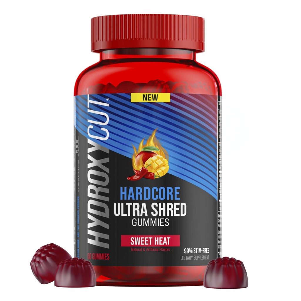 Hydroxycut Hardcore Ultra Shred Gummies, Sweet Heat - 99% Χωρίς διεγερτικό - Περιλαμβάνει καψαϊκίνη & Β Βιταμίνες - για γυναίκες & άνδρες