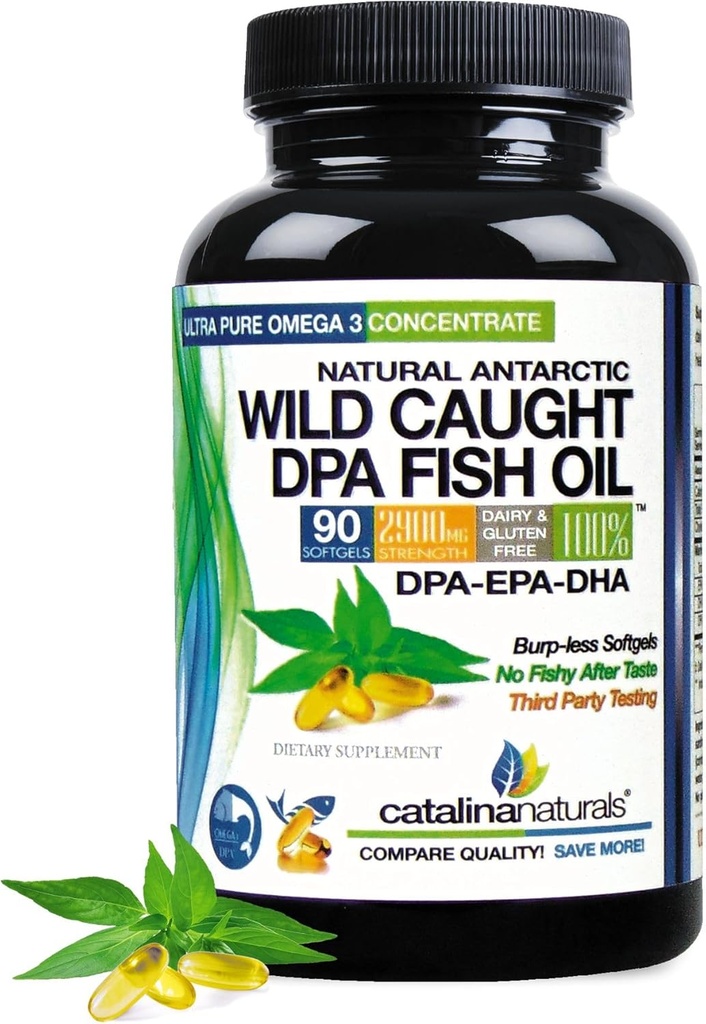 Fish Oil Omega-3 DPA - 2900 mg με περισσότερα DPA, EPA & DHA - 90 SoftGels – Τριπλής αντοχής Burp-Free