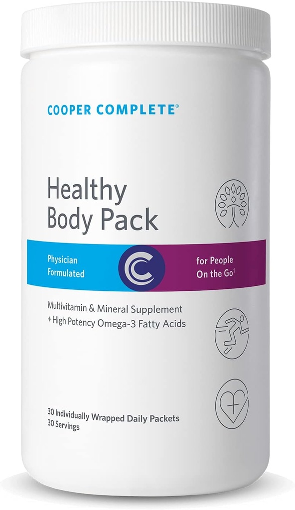 Cooper Complete - Healthy Body Pack - Καθημερινή συσκευασία βιταμίνης με πολυβιταμίνη & Omega-3 Fish Oil - 30 πακέτα ανά φιάλη. Συσκευασία των 3