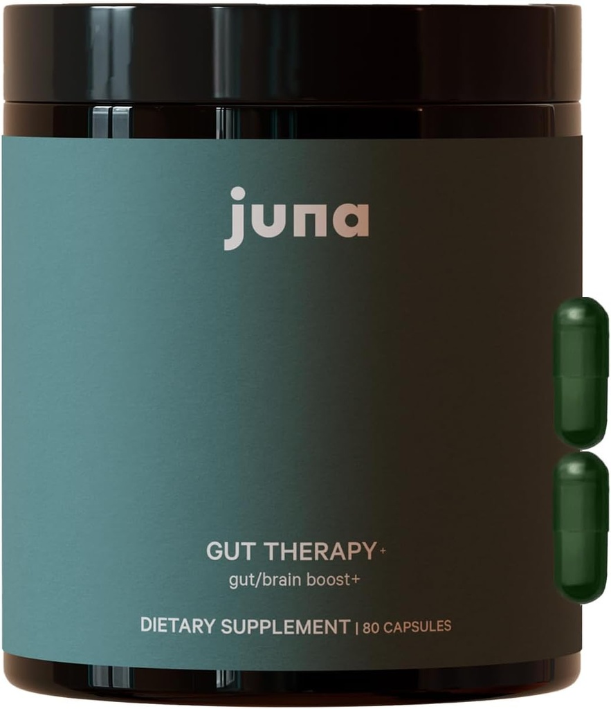 Juna Gut Therapy - Advanced Brain & Gut Health Support with Prebiotic & Probiotics - Βελτιωμένη διάθεση, Προσοχή & Ενέργεια - Υποστηρίζει τη μνήμη, εστίαση & νοητική σαφήνεια - Γνωστική απόδοση καυσίμου (80 Caps)