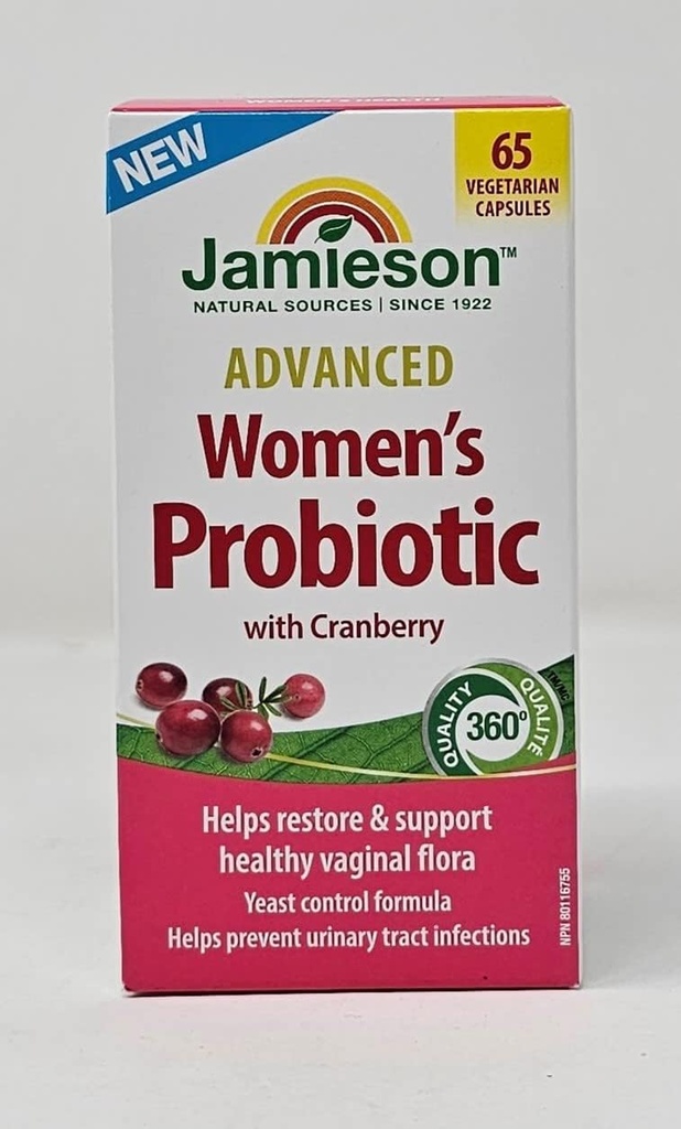 Jamieson Advanced Γυναικείο Προβιοτικό με Cranberry, Βοήθεια Υποστήριξη & Επαναφορά Υγιεινή Κολπική Χλωρίδα - 65 κάψουλες χορτοφάγων