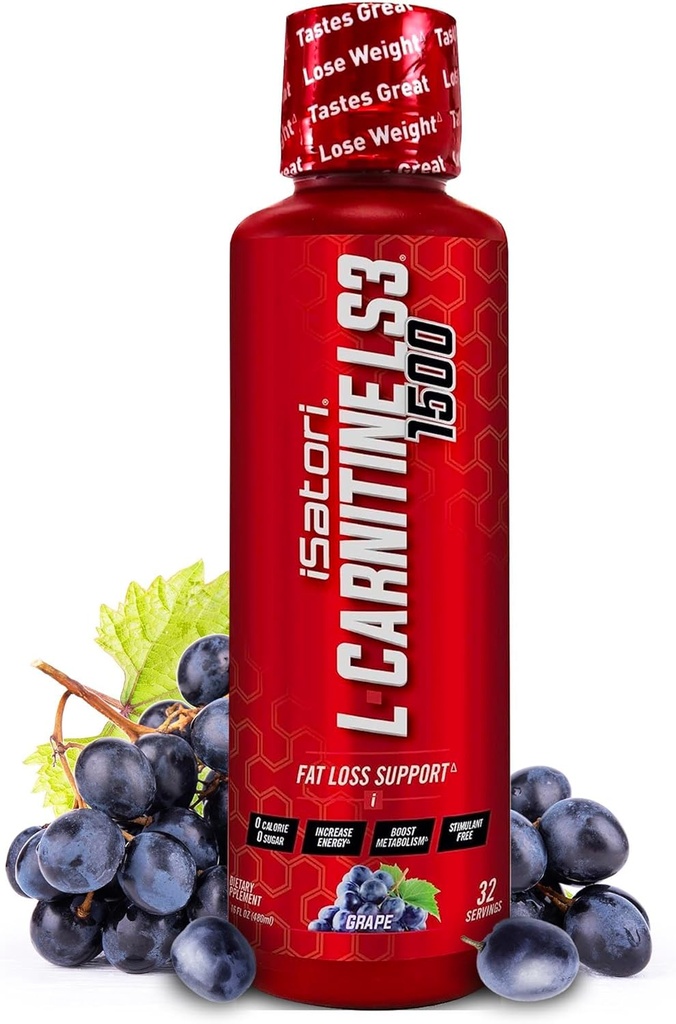 iSatori L-Καρνιτίνη LS3 1500, τριπλό-Blend Liquid L Carnitine συμπλήρωμα, με Acetyl & Tartratate, διεγερτικό δωρεάν ενέργεια, χαμηλή θερμίδες, ζάχαρη ή γλουτένη, Κετο-Φιλικά, Grape Flavor (32 εξυπηρετούν)