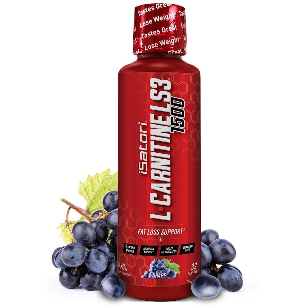 iSatori L-Καρνιτίνη LS3 1500, τριπλό-Blend Liquid L Carnitine συμπλήρωμα, με Acetyl & Tartratate, διεγερτικό δωρεάν ενέργεια, χαμηλή θερμίδες, ζάχαρη ή γλουτένη, Κετο-Φιλικά, Grape Flavor (32 εξυπηρετούν)