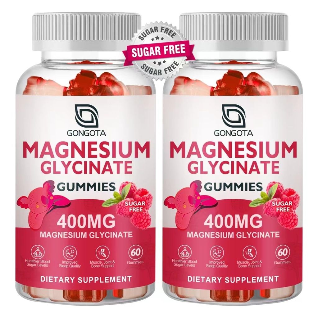 Μαγνήσιο Γλυκινικό Gummys 400 mg με 100 mg Σύνθετο μαγνήσιο - Χηλικό μαγνήσιο Κάλιο συμπλήρωμα με βιταμίνη D, Β6 Υποστηρίζει την ηρεμία, τον ύπνο, τη μνήμη και τους μυς Cramps, χωρίς ζάχαρη - 120 Gummies