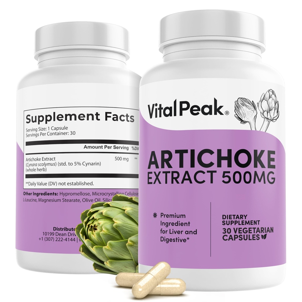 Artichoke 500 mg Συμπλήρωμα - Potent Artichoke Extract Κάψουλες για την ηπατική υγεία & Digestive Υποστήριξη - Artichoke Leaf Extract Προάγει την Ενέργεια & Εστίαση - 30 κάψουλες