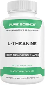 Pure Science L-Theanine Supplement 400mg - Promotes Relaxation & Healthy Stress Management - 60 Vegetarian Capsules
