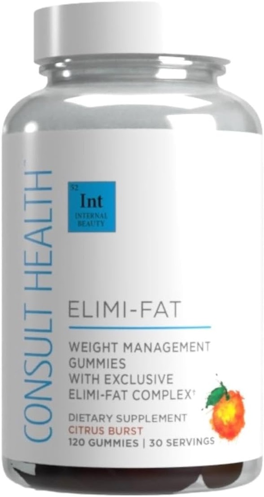 Συμβουλευτείτε την υγεία ELIMI-Fat Apple Cinegar Morosil Weight Management Gummies - Υποστηρίζει απώλεια βάρους- χωρίς γλουτένη, Keto, Vegan - Citrus Flavor 120 Count