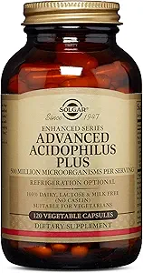 Solgar Advanced Acidophilus Plus, 120 Vegetable Capsules - Supports Healthy Intestinal Flora - 500 Million Microorganisms Per Serving - Gluten & Dairy Free - Vegetarian - 120 Servings