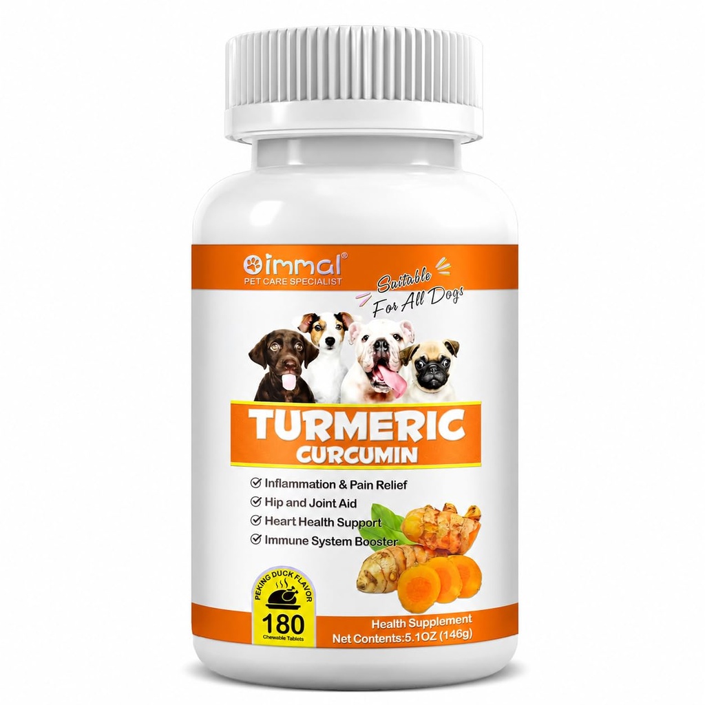 Turmeric for Dogs – 180 Count Tablet Treats with Curcumin & Piperine – Κοινή Υγεία, Κινητικότητα, Αλλεργία & Itch Relief, Δέρμα & Κάλυμμα, Hot Spots – Γεύσεις πάπιας με λάδι σολομού