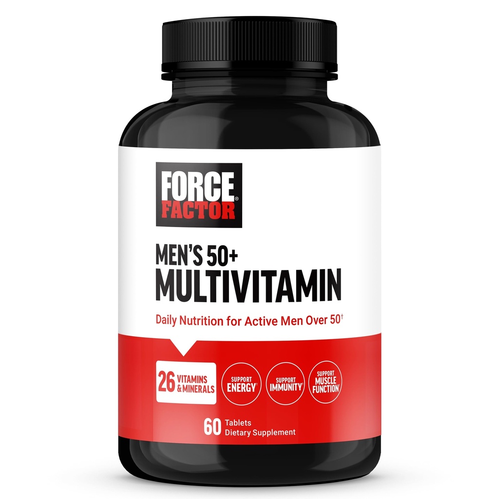 Power Factor Men’s Multivitamin 50 Plus, Multivitamin for Men with 26 Vitamins and Minerals, and Phytonutrients to Support Energy, Immunity, and Muscle Function, 60 Tablets