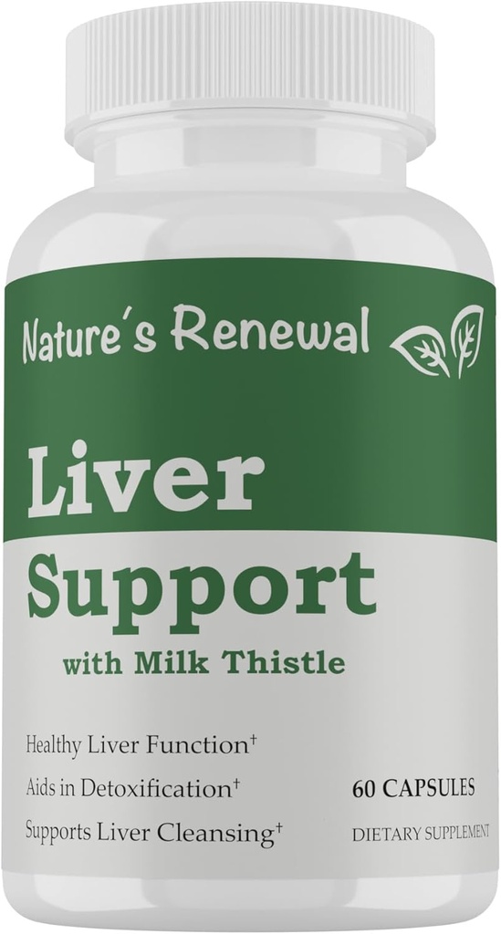 Nature's Renewal Liver Support Supplement – Cleanse Detox Repair Renew Recovery Formula with Milk Thittle, Dandelion Root, Artichoke Extract, Choline, Turmeric – 60 Capsles