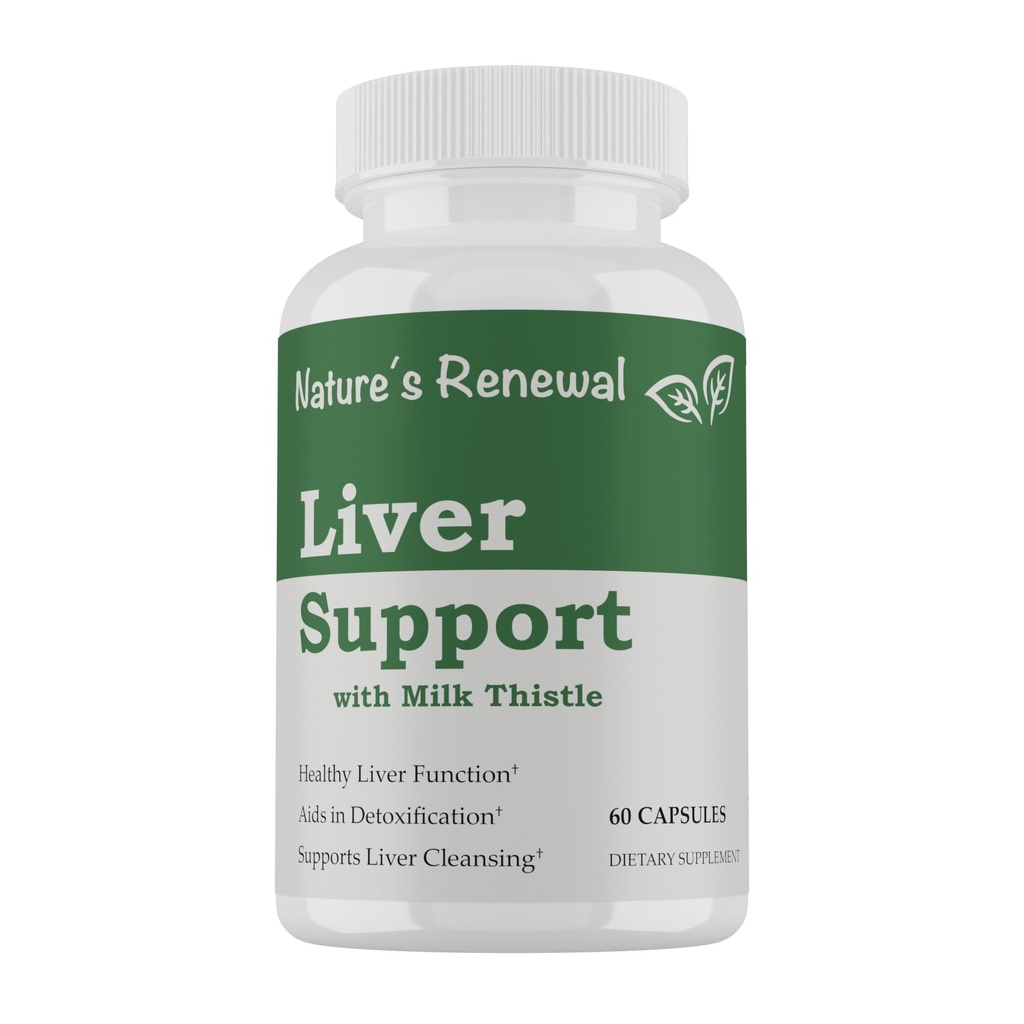 Nature's Renewal Liver Support Supplement – Cleanse Detox Repair Renew Recovery Formula with Milk Thittle, Dandelion Root, Artichoke Extract, Choline, Turmeric – 60 Capsles