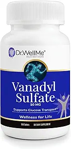 Dr. WellMe Vanadyl Sulfate 10mg – 100 δισκία Ζάχαρη αίματος, Διατήρηση γλυκόζης & Μεταβολισμού – Μη ΓΤΟ, συμπλήρωμα χωρίς γλουτένη για άνδρες και γυναίκες