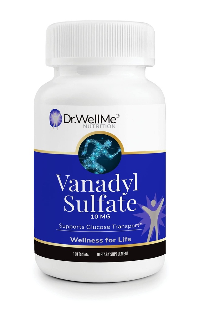Dr. WellMe Vanadyl Sulfate 10mg – 100 δισκία Ζάχαρη αίματος, Διατήρηση γλυκόζης & Μεταβολισμού – Μη ΓΤΟ, συμπλήρωμα χωρίς γλουτένη για άνδρες και γυναίκες
