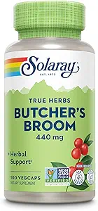 SOLARAY Butchers Broom 440 mg | Healthy Circulation & Blood Vessel Integrity Support | Non-GMO, Vegan & Lab Verified | 100 VegCaps