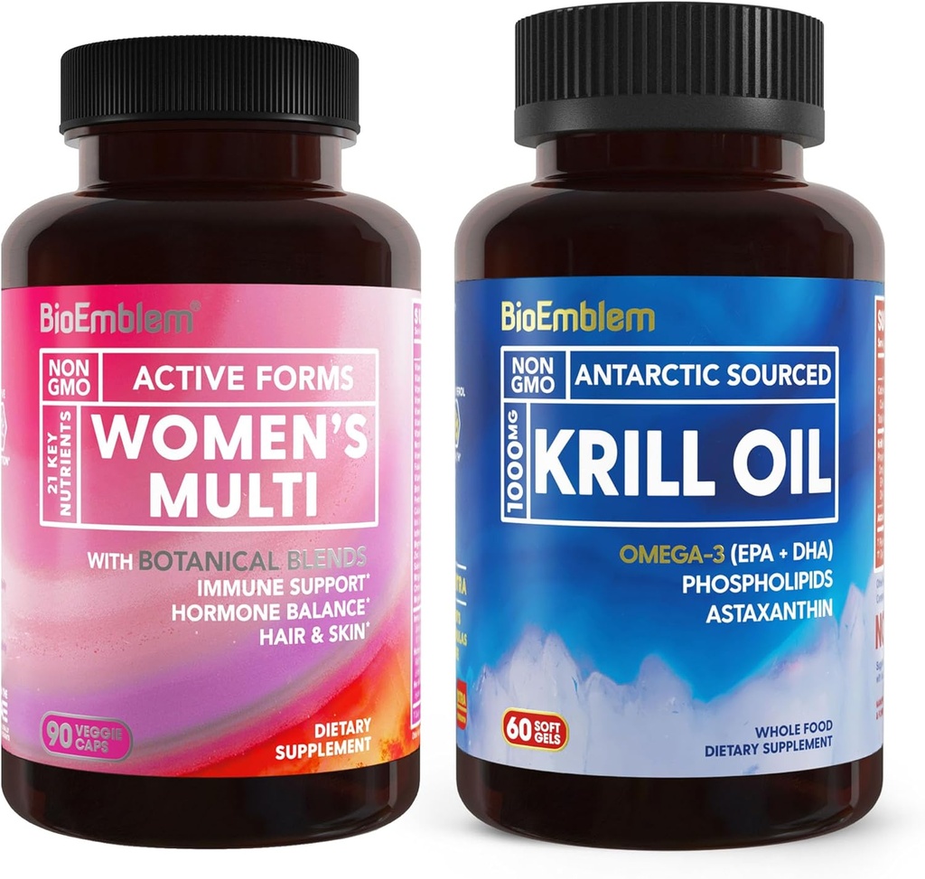 BioEmblem Antarctic Krill Oil Supplement and Women's Multivitamin