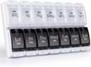 MERICARGO Am Pm Pill Organizer 7 Ημέρα, 2 φορές την ημέρα μεγάλο εβδομαδιαίο κουτί χαπιών, Push Button Καθημερινή περίπτωση χαπιών για βιταμίνη, ιχθυέλαιο, συμπληρώματα