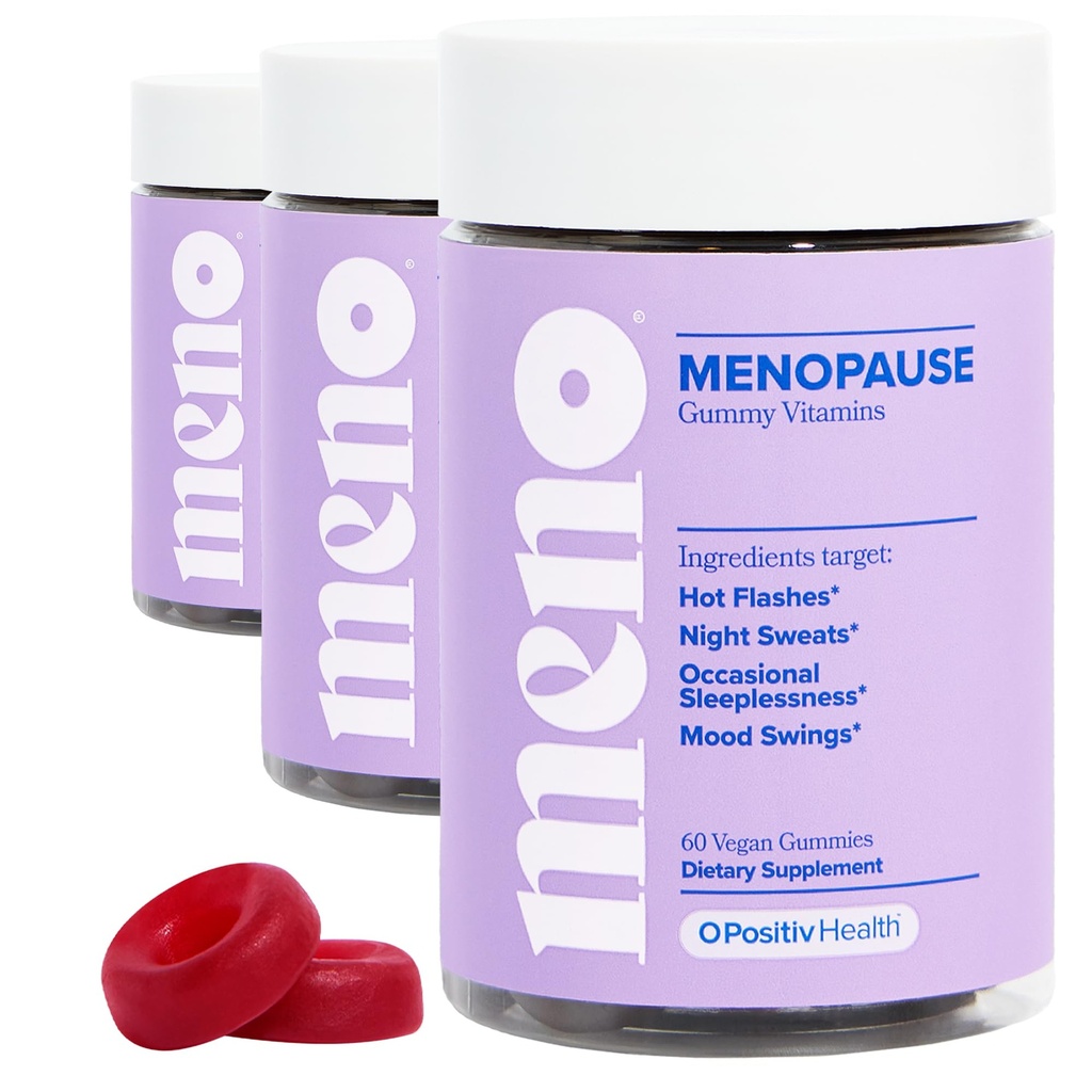 O Positiv MENO Gummies for Menopause, 30 Servings (Pack of 3) - Hormone-free Συμπληρώματα για τις γυναίκες με Black Cohosh & Ashwagandha KSM-66 - Βοηθά Alleviate Hot Flashs, Night Sweats, & Mood Swings