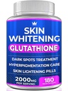 Glutathione Whitening Pills - 180 Capsules 2000mg Glutathione - Effective Skin Lightening Supplement - Dark Spots, Melasma & Acne Scar Remover, Hyperpigmentation Treatment - Anti-Aging Antioxidant