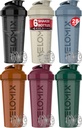 VELOMIX 6 Pack 28 oz Protein Shaker Bottle for Mixes - 6 Wire Whisk Balls | Leak Proof Cups for Supplements | BPA-Free Gym & Fitness (Earth Tones Collection)