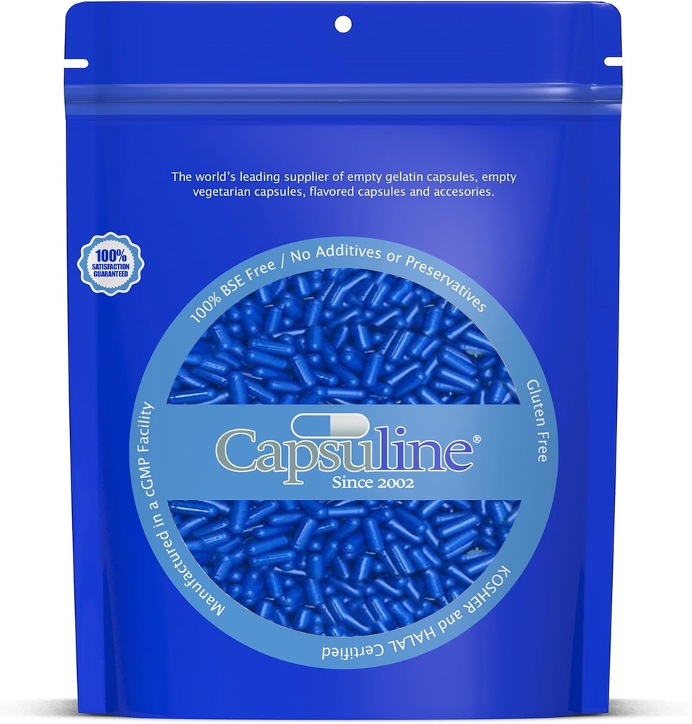 Capsuline χρωματισμένο μέγεθος 0 Κενό Ζελατίνη κάψουλες μπλε / μπλε 10000 Count 