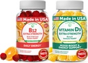 Lunakai Βιταμίνη B12 και Βιταμίνη D3 Gummies Bundle - 3000 mcg B12 και 25 mcg 1000 UI VIT D3 - Χωρίς γλουτένη, χωρίς σιρόπι καλαμποκιού, οργανικό, μη-GMO, χωρίς ζελατίνη