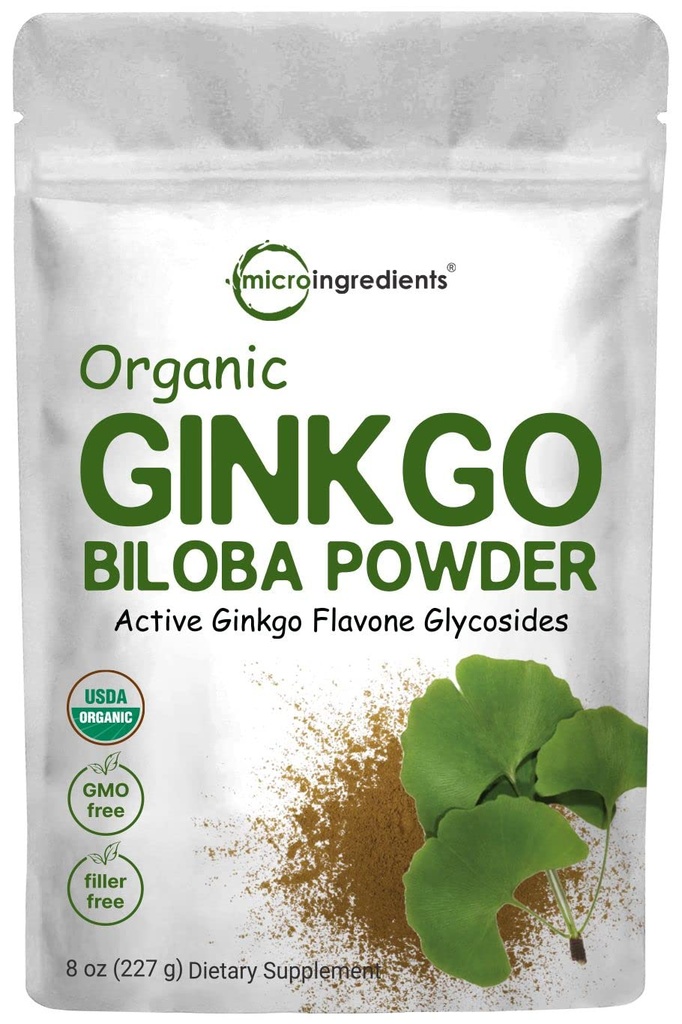 Micro Συστατικά Ακατέργαστη οργανική Ginkgo Biloba σκόνη, 8 ουγγιά (18 μήνες προμήθεια), Filler δωρεάν, υποστηρίζει λειτουργία του εγκεφάλου και ψυχική εγρήγορση, χωρίς ΓΤΟ και Vegan φιλικό