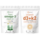 Micro Συστατικά Βιταμίνη D3 5.000iu + K2 100mcg Softgels & Vegan Omega 3 Algae Oil Supplement Bundle 2 Pack 