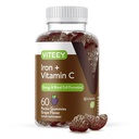 Viteey Iron Gummies - Σιδήρος με βιταμίνη C - Ενέργεια, υποστήριξη Bood και αναιμία συμπλήρωμα για γυναίκες & άνδρες - Vegan, χωρίς γλουτένη - 60 Count