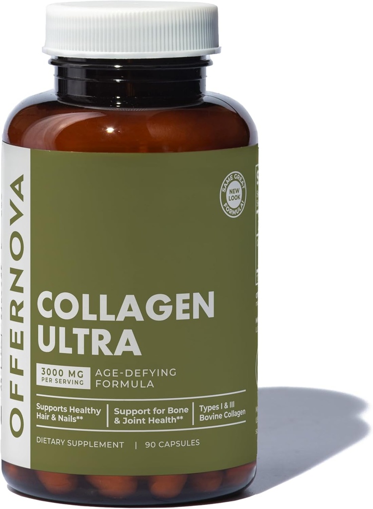 Προσφοράnova Collagen Ultra Hydrolyzed Collagen Συμπληρώματα - 3000mg Anti Aging Bovine Collagen Peptides for Healthy Joints, Bones, Hair and Skin. Pastilla de Colageno Hidrolizado, 90 Κάψουλες