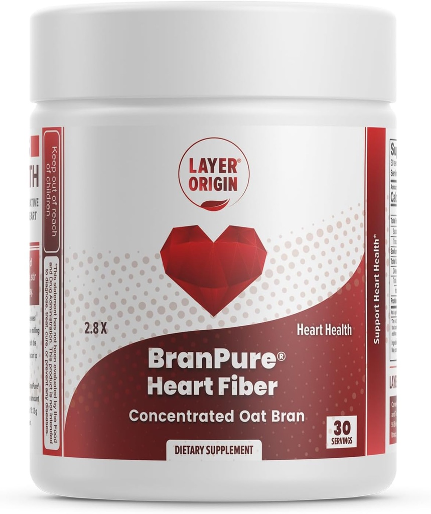 Layer Origin BranPure Heart Fiber, Super Concentrated Oat Bran - Reduce LDL-C and Forever Chemicals Like PFAS with Soluble Oat Glucan, Unflavored Powder