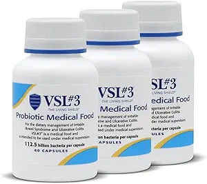 VSL #3® Probiotics for Digestive Health, IBS & UC Συμπτώματα - 112.5B CFUs, υψηλής ισχύος, Multi-Strain, Ζωντανά, ψυκτικά Προβιοτικά, Ιατρικά Τρόφιμα για την υποστήριξη της υγείας των ούρων σε άνδρες & γυναίκες, 180 κάψουλες