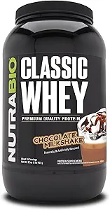 NutraBio Classic Whey Protein Powder - 25G πρωτεΐνης ανά Scoop - Χωρίς πληρωτικά, τεχνητά χρώματα, συντηρητικά - σοκολάτα μιλκσέικ, 2 Λίρες