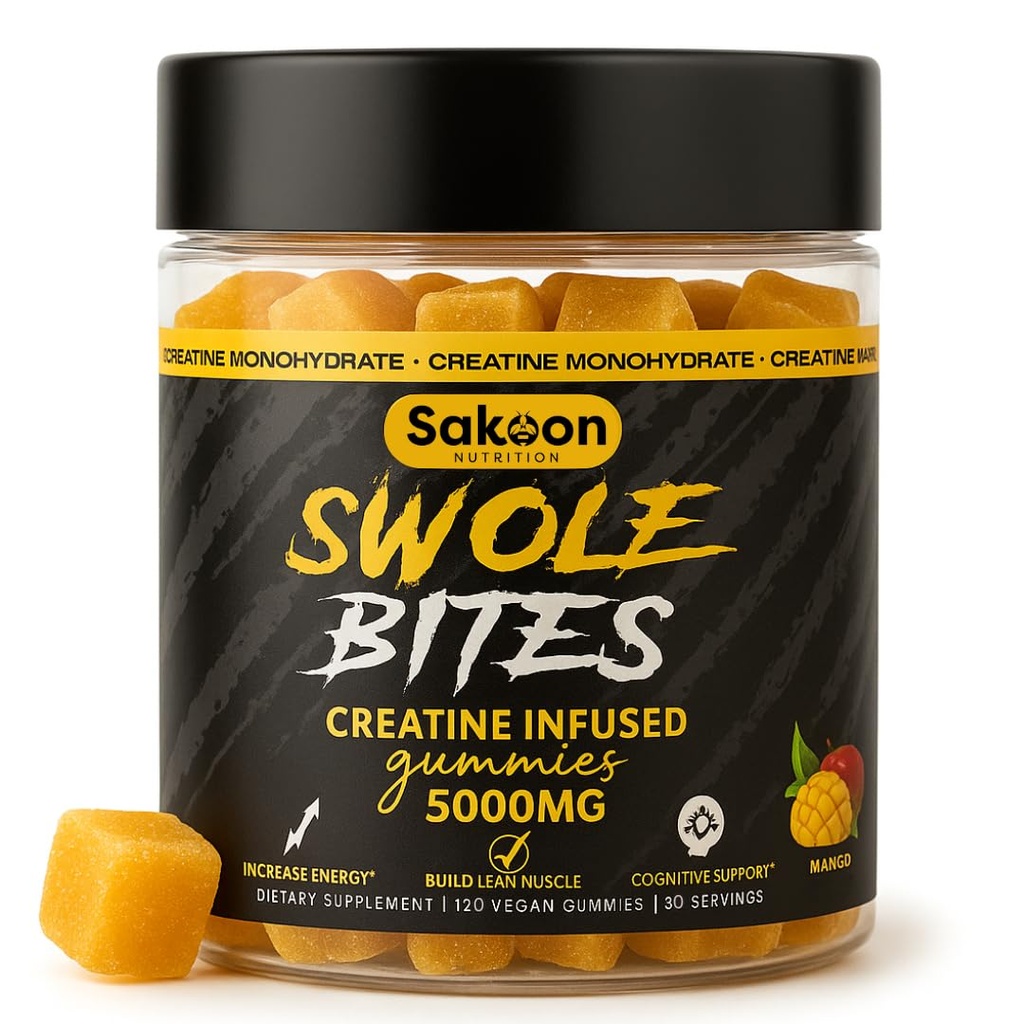 Creatine Gummies 5000mg – Vegan - Μυϊκός Οικοδόμος – Δύναμη & Ενεργειακή Υποστήριξη – 120 Count – Mango Flavor – Creatine Monohydrate Συμπλήρωμα για άνδρες & γυναίκες