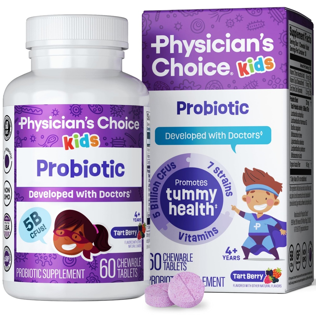 Προβιοτικά για παιδιά - 7 Diverse Strains, Organic Prebiotics, Vitamins & Minerals - Clinically Studied L. Rhamnosus - Immune & Digestive Support - No Sugar or Artificial Dyes - 60ct