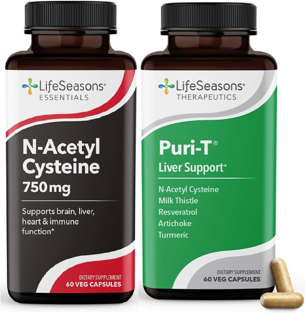 LifeSeasons Puri-T με N-Acetyl Cysteine Boost - Υποστηρίζει την αποτοξίνωση ήπατος και πνευμόνων - 120 κάψουλες